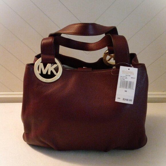 Michael Kors Fulton Large Merlot EW Leather Tote - Picture 1 of 12